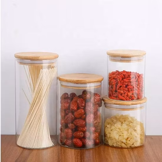 Heat Resistant Storage Square Glass Jar with Airtight Bamboo Lid