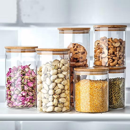 Heat Resistant Storage Square Glass Jar with Airtight Bamboo Lid