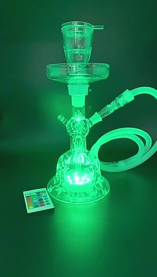 Usine en gros clair verre transparent narguilé LED lumière fumer ensemble conduites d'eau Shisha narguilé complet grande Chicha complète